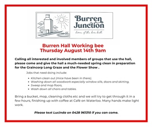 Burren Junction Working Bee at School of Arts Hall