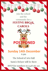 Festive BBQ & Carols POSPONED TO SUNDAY 14TH
